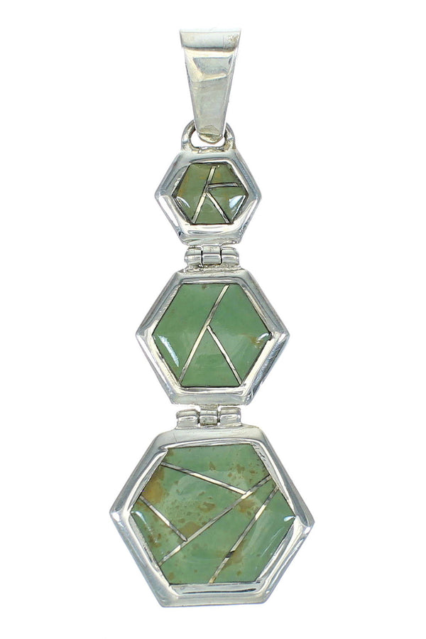 Southwest Turquoise Inlay Authentic Sterling Silver Jewelry Pendant MX65255